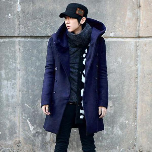 m-3xl plain color double breasted blend wool peacoat for men long sleeve autumn winter streetwear fashion business trench coat, Black
m-3xl plain color double breasted blend wool peacoat for men long sleeve autumn winter streetwear fashion business trench coat, Black