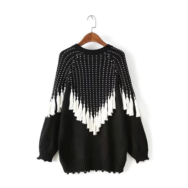 six senses women's 2018 autumn winter o neck long sleeve tassel knitting loose cardigan christmas lady's sweaters hm0020, Black
six senses women's 2018 autumn winter o neck long sleeve tassel knitting loose cardigan christmas lady's sweaters hm0020, Black