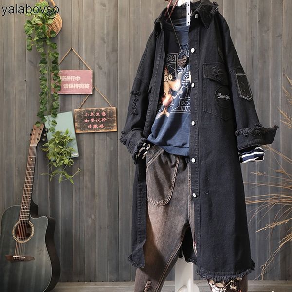 long coat woman autumn retro vintage hole embroidery loose long jacket female patchwork fashion denim coat for woman a0fz20, Black;brown
long coat woman autumn retro vintage hole embroidery loose long jacket female patchwork fashion denim coat for woman a0fz20, Black;brown