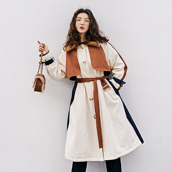 slim loose mid-length cotton windbreaker patchwork single-breasted long sleeve woman's coat fashion windproof outwear trench, Black
slim loose mid-length cotton windbreaker patchwork single-breasted long sleeve woman's coat fashion windproof outwear trench, Black
