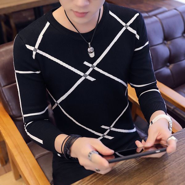the new 2019 round neck sweaters men youth backing stripe knit sweater sweater thin fall cultivate one's morality, White;black
the new 2019 round neck sweaters men youth backing stripe knit sweater sweater thin fall cultivate one's morality, White;black