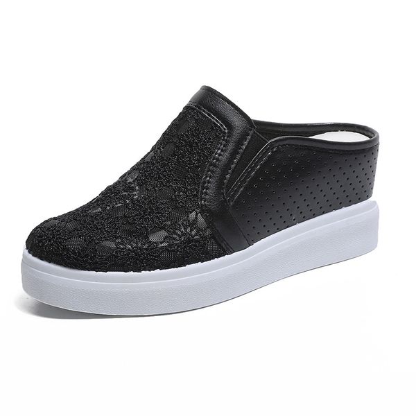 2019 fashion solid slippers pointed toe hollow polka doa mules shoes women high wedges flatform summer date slides women, Black
2019 fashion solid slippers pointed toe hollow polka doa mules shoes women high wedges flatform summer date slides women, Black