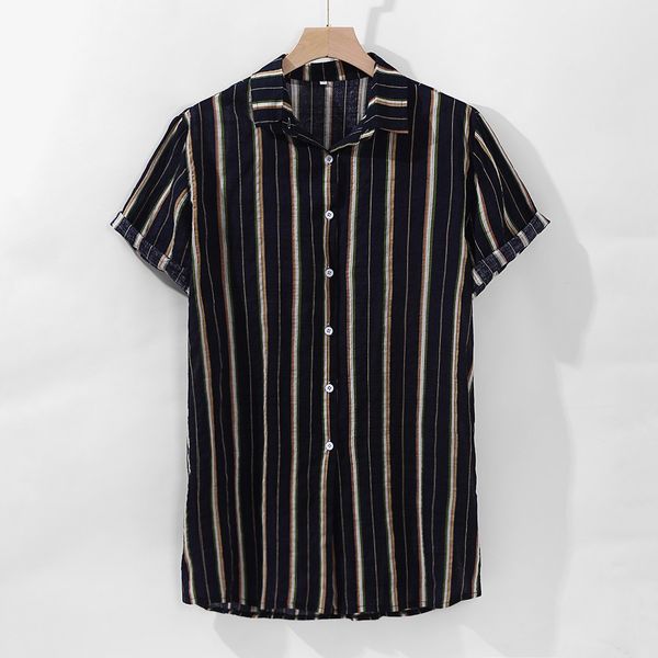 men shirt men's colorful stripe summer short sleeve loose buttons casual shirt blouse camisa masculina camisas hombre black top, White;black
men shirt men's colorful stripe summer short sleeve loose buttons casual shirt blouse camisa masculina camisas hombre black top, White;black