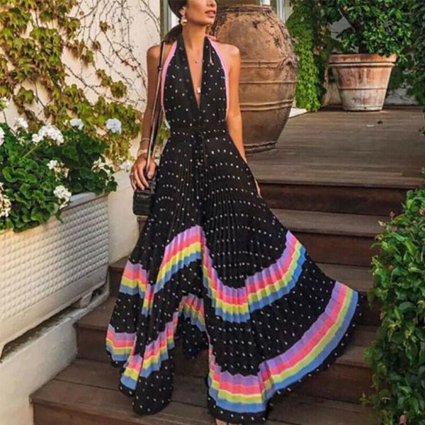 women long maxi dress loose backless bohemian summer beach evening party vintage dress, Black;gray
women long maxi dress loose backless bohemian summer beach evening party vintage dress, Black;gray