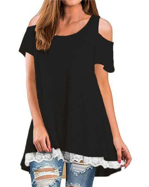 women off shoulder blouse shirt 2019 summer casual loose patchwork lace short sleeve pullover plus size femininas blusa, White
women off shoulder blouse shirt 2019 summer casual loose patchwork lace short sleeve pullover plus size femininas blusa, White