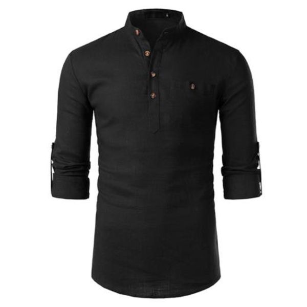 cotton-linen long sleeve mens shirts solid color lapel neck mens with pockets fashion male clothing, White;black
cotton-linen long sleeve mens shirts solid color lapel neck mens with pockets fashion male clothing, White;black