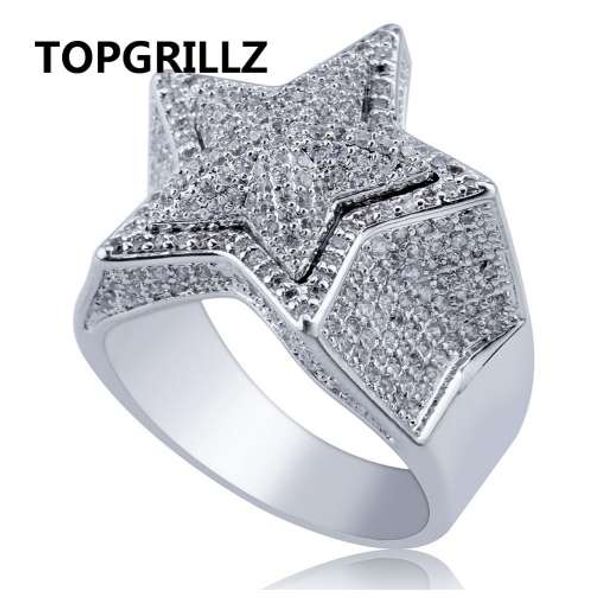 rillz hip hop five star rings men's gold silver color iced out cubic zircon jewelry ring gifts, Golden;silver
rillz hip hop five star rings men's gold silver color iced out cubic zircon jewelry ring gifts, Golden;silver