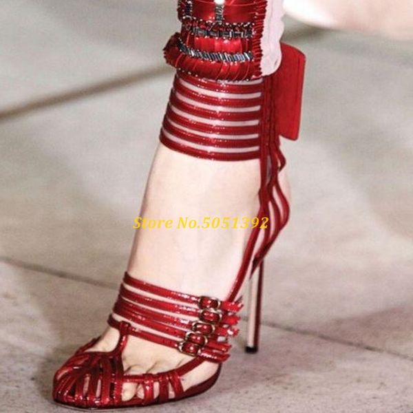 sandals red rome hollow thin high heel custom made manufacturer runway summer women shoes multi-strap buckle decor, Black
sandals red rome hollow thin high heel custom made manufacturer runway summer women shoes multi-strap buckle decor, Black