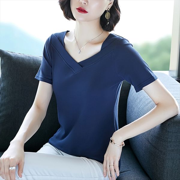 short-sleeved t- women's bottom t- shirt 2020 popular large-size women's versatile slim loose v-neck bottom shirt, White
short-sleeved t- women's bottom t- shirt 2020 popular large-size women's versatile slim loose v-neck bottom shirt, White