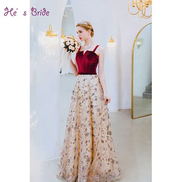 he's bride new champagne contrast color formal evening halter v-neck long formal dress vintage style 2019 vestido de novia, White;black
he's bride new champagne contrast color formal evening halter v-neck long formal dress vintage style 2019 vestido de novia, White;black