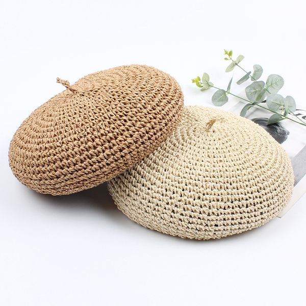 new fashion beret adjustable straw beret female straw hat retro literary solid color painter hat, Blue;gray
new fashion beret adjustable straw beret female straw hat retro literary solid color painter hat, Blue;gray