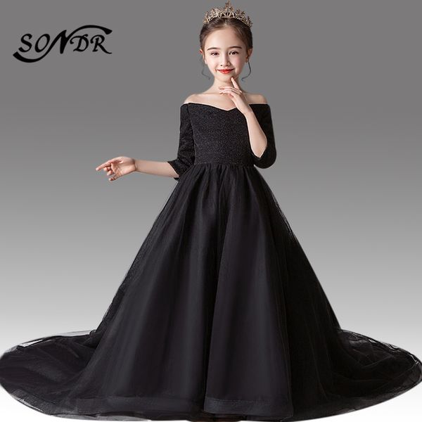 girl's dresses black flower girl dress ht070 boat neck elegant tulle with train kids formal parry gowns pageant, Red;yellow
girl's dresses black flower girl dress ht070 boat neck elegant tulle with train kids formal parry gowns pageant, Red;yellow