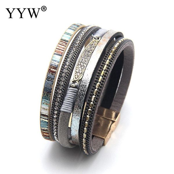 yyw vintage multilayer leather cord rhinestone bracelet women fashion magnetite clasp charm bangles jewelry for birthday gift, Black
yyw vintage multilayer leather cord rhinestone bracelet women fashion magnetite clasp charm bangles jewelry for birthday gift, Black