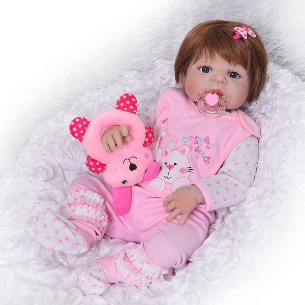 lifelike full vinyl body silicone reborn baby menina alive 23'' newborn baby dolls truly kids playmates with a stuffed plush bear
lifelike full vinyl body silicone reborn baby menina alive 23'' newborn baby dolls truly kids playmates with a stuffed plush bear