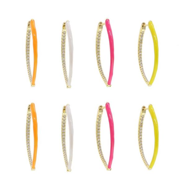 new colorful jewelry neon enamel white cz oval hoop earring for women, Golden;silver
new colorful jewelry neon enamel white cz oval hoop earring for women, Golden;silver