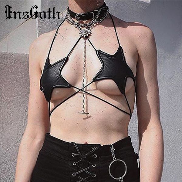 insgoth women halter crop gothic stars black lace up camis reflective tank nightclub party streetwear summer, White
insgoth women halter crop gothic stars black lace up camis reflective tank nightclub party streetwear summer, White
