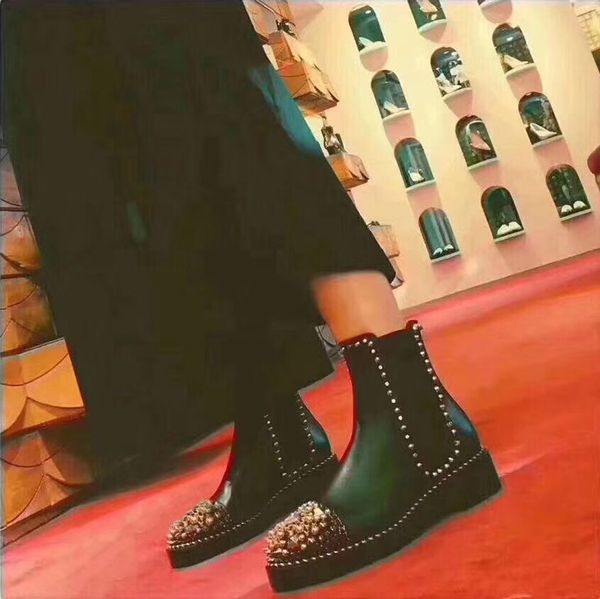 2019 fashion women ankle martin boots designer shoes rivets red bottom square heel platform knight motorcycle cow leather boots sz 35-40, Black
2019 fashion women ankle martin boots designer shoes rivets red bottom square heel platform knight motorcycle cow leather boots sz 35-40, Black