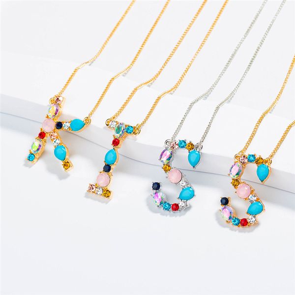 diy colorful 26 letter pendants necklace gold chain initial necklaces with crystal charm for women party jewelry gifts for mother's day, Silver
diy colorful 26 letter pendants necklace gold chain initial necklaces with crystal charm for women party jewelry gifts for mother's day, Silver