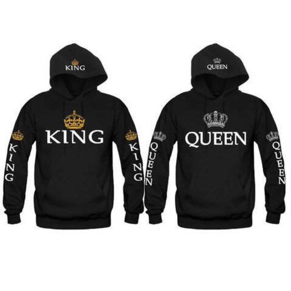new couple matching hoodie king and queen-love matching letter printing hooded sweatshirts, Black
new couple matching hoodie king and queen-love matching letter printing hooded sweatshirts, Black