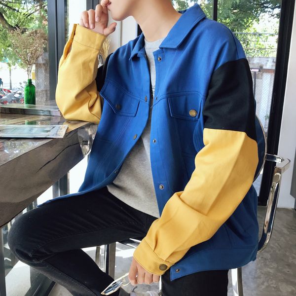 men's jackets 2021 spring and autumn korean youth stitching hit color denim jacket fashion casual wild single-breasted shirt m-xl, Black;brown
men's jackets 2021 spring and autumn korean youth stitching hit color denim jacket fashion casual wild single-breasted shirt m-xl, Black;brown
