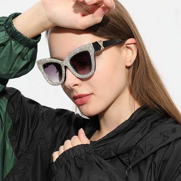 sunglasses vintage cat eye women luxury designer bling stones gravel rhinestone sun glasses gradual oculos gafas de sol uv400, White;black 
sunglasses vintage cat eye women luxury designer bling stones gravel rhinestone sun glasses gradual oculos gafas de sol uv400, White;black