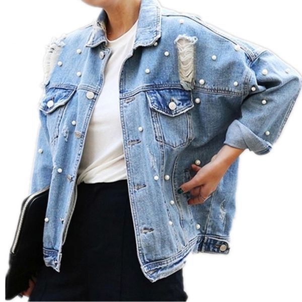 pearls beading ripped denim jacket women vintage single breasted long sleeve jean jackets and coats plus size 2019 spring fall, Black;brown
pearls beading ripped denim jacket women vintage single breasted long sleeve jean jackets and coats plus size 2019 spring fall, Black;brown