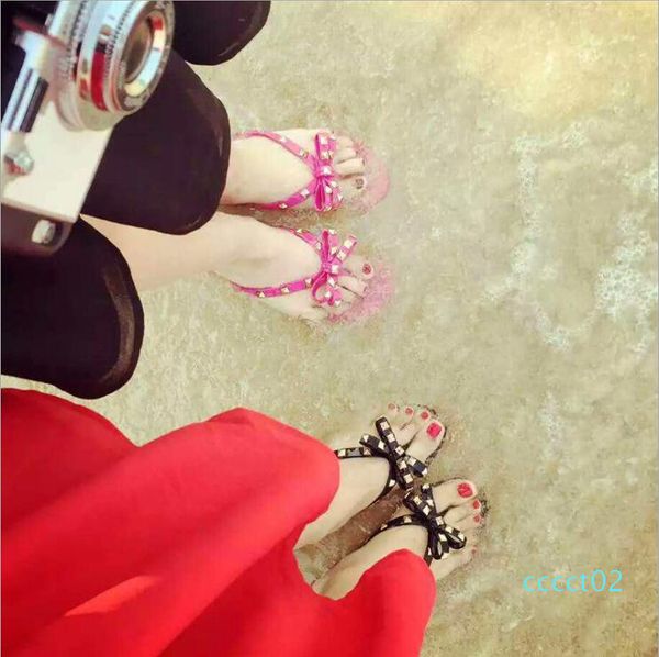 new 2018 woman summer sandals rivets big bowknot flip flops beach sandalias femininas flat jelly designers sandals ct2, Black
new 2018 woman summer sandals rivets big bowknot flip flops beach sandalias femininas flat jelly designers sandals ct2, Black