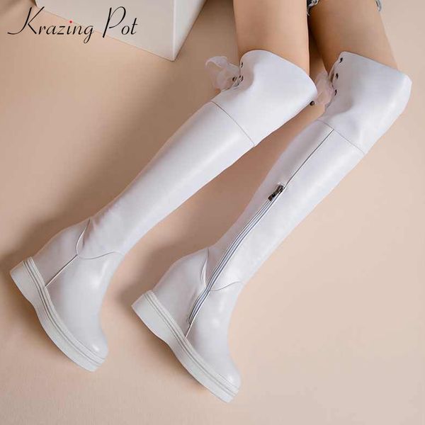 krazing pot round toe cow leather vintage color superstar wedges increased keep warm super high heels over-the-knee boots l02, Black
krazing pot round toe cow leather vintage color superstar wedges increased keep warm super high heels over-the-knee boots l02, Black