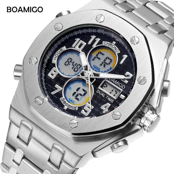 boamigo brand sports business men's calendar double display watch fashionable stainless steel 30m waterproof sports watch, Slivery;brown
boamigo brand sports business men's calendar double display watch fashionable stainless steel 30m waterproof sports watch, Slivery;brown