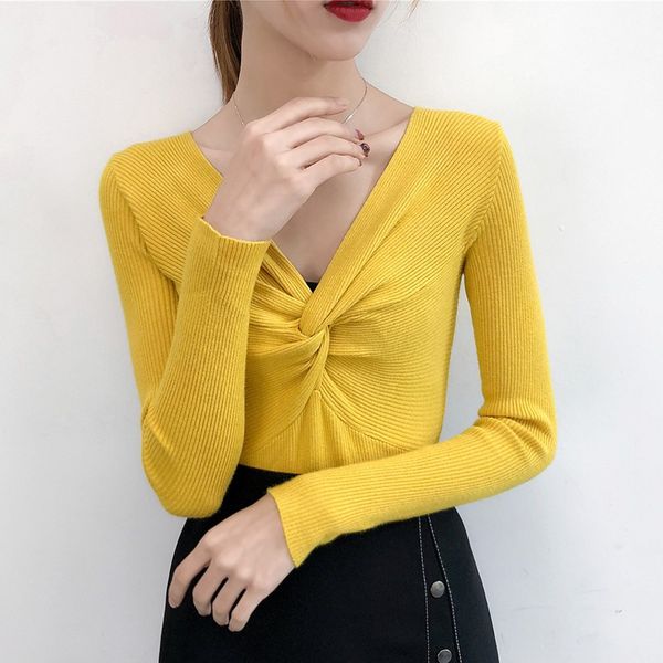 women knitted slim fit women casual v-neck sweaters solid winter crisscross t-shirt wear long sleeve sweat shirts fashion, White;black
women knitted slim fit women casual v-neck sweaters solid winter crisscross t-shirt wear long sleeve sweat shirts fashion, White;black