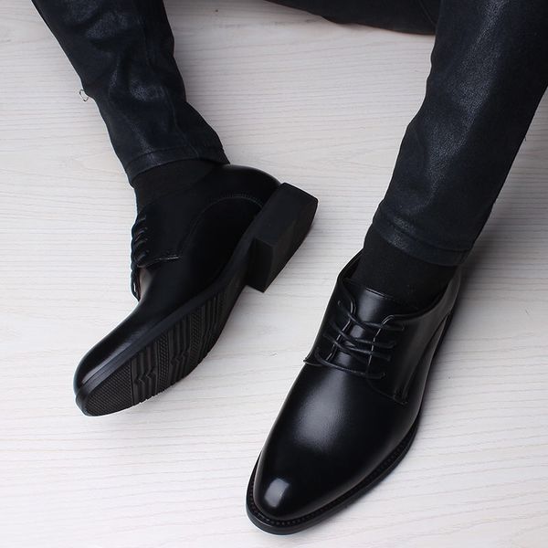 2019 new summer korean version of business casual leather shoes pointed straight in the british department of raising young men's shoes, Black
2019 new summer korean version of business casual leather shoes pointed straight in the british department of raising young men's shoes, Black