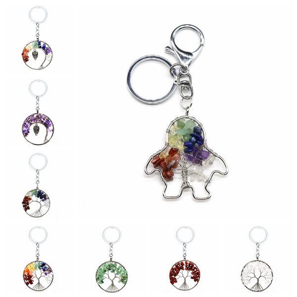 natural stone tree of life pendant keychain 7 chakra quartz stones key rings key chains bag charm yoga healing women accessories, Silver
natural stone tree of life pendant keychain 7 chakra quartz stones key rings key chains bag charm yoga healing women accessories, Silver