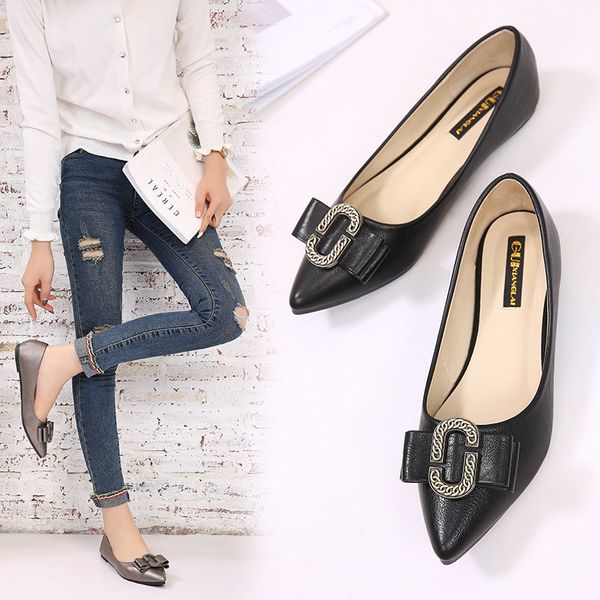 2019 women's shoes flat shoes flat pointed spring and autumn new metal buckle wild shallow mouth women, Black
2019 women's shoes flat shoes flat pointed spring and autumn new metal buckle wild shallow mouth women, Black