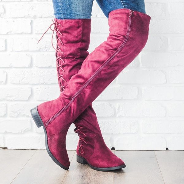 sfit women rome style boots women flats shoes woman suede long boots botas winter thigh high lace-up over knee, Black
sfit women rome style boots women flats shoes woman suede long boots botas winter thigh high lace-up over knee, Black