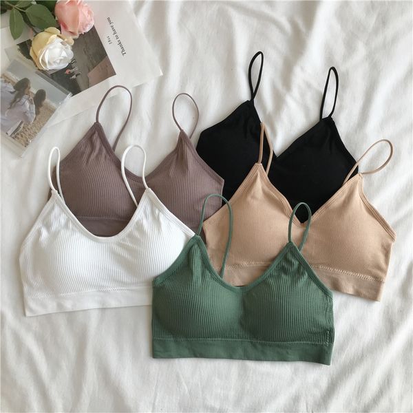 high-end underwear ladies striped spaghetti strap cotton breathable gather adjustment type no steel ring bra, White
high-end underwear ladies striped spaghetti strap cotton breathable gather adjustment type no steel ring bra, White