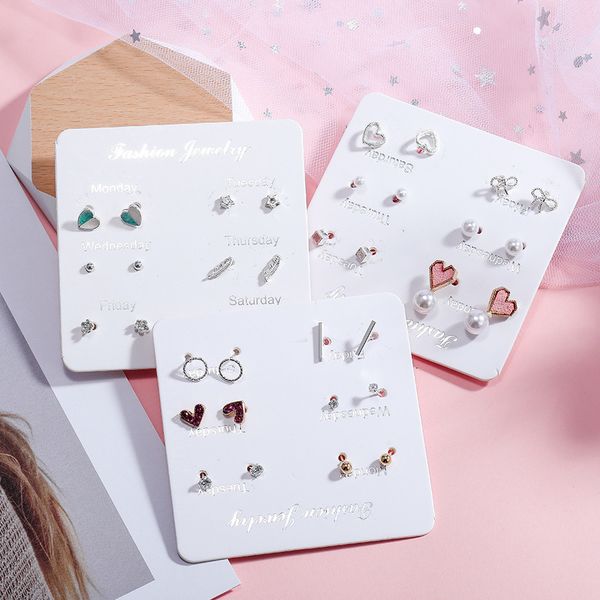 6 pair combination korean simple sweet girl women's jewelry accessories fashion metal texture small stud earrings collection, Golden;silver
6 pair combination korean simple sweet girl women's jewelry accessories fashion metal texture small stud earrings collection, Golden;silver