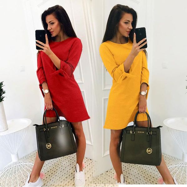 2019 new spring ladies solid color casual dress o-neck 3/4 sleeve bow ol dress party mini dress multi size, Black;gray
2019 new spring ladies solid color casual dress o-neck 3/4 sleeve bow ol dress party mini dress multi size, Black;gray
