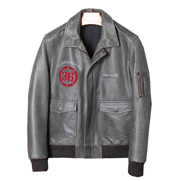 2020 vintage grey leather jacket men plus size xxxxl genuine cowhide spring slim fit pilot leather coat, Black
2020 vintage grey leather jacket men plus size xxxxl genuine cowhide spring slim fit pilot leather coat, Black