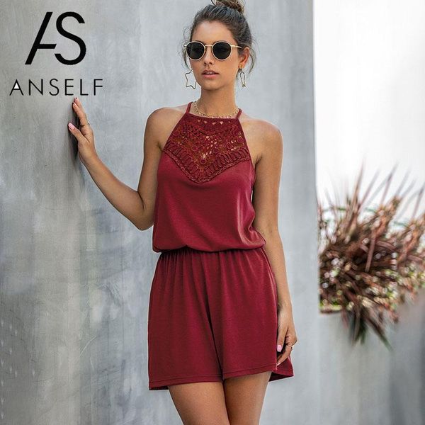 women jumpsuit elegant overalls sleeveless crochet lace hollow out halter neck elastic waist solid short playsuit female rompers, Black;white
women jumpsuit elegant overalls sleeveless crochet lace hollow out halter neck elastic waist solid short playsuit female rompers, Black;white