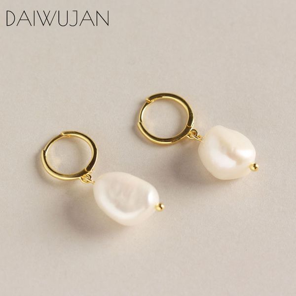 daiwujan authentic 925 sterling silver gold baroque style irregular pearls hoop earrings for women korean party jewelry gift, Golden;silver
daiwujan authentic 925 sterling silver gold baroque style irregular pearls hoop earrings for women korean party jewelry gift, Golden;silver