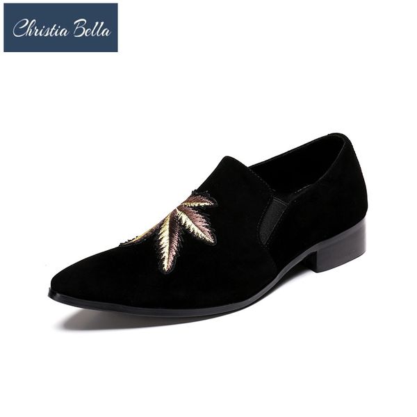 christia bella new fashion pointed toe men loafers leaves embroidery suede leather shoes formal nightclub party dress men shoes, Black
christia bella new fashion pointed toe men loafers leaves embroidery suede leather shoes formal nightclub party dress men shoes, Black