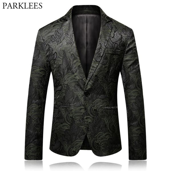 floral jacquard dress suit blazer men brand slim fit one button mens party wedding groom stylish suit jacket male costume homme, White;black 
floral jacquard dress suit blazer men brand slim fit one button mens party wedding groom stylish suit jacket male costume homme, White;black
