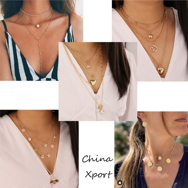 selling popular multi layer women necklace heart elephant bee figure pendant female favorite golden color necklace new style, Silver
selling popular multi layer women necklace heart elephant bee figure pendant female favorite golden color necklace new style, Silver