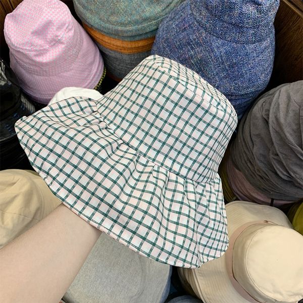 korean new style small plaid ins style ruffled fisherman travel large brim sun bucket bucket hat summer women's sun hat fashion pzyyl, Blue;gray
korean new style small plaid ins style ruffled fisherman travel large brim sun bucket bucket hat summer women's sun hat fashion pzyyl, Blue;gray