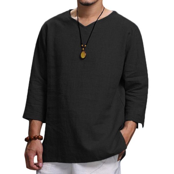 men's casual shirts summer blouse breathable baggy fashion slim fit solid cotton clothing tee, White;black
men's casual shirts summer blouse breathable baggy fashion slim fit solid cotton clothing tee, White;black
