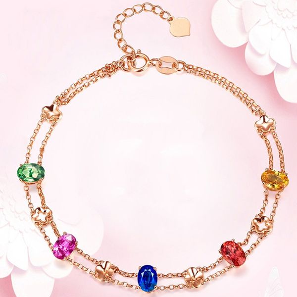 double layer bracelet for women colorful zircon lucky four-leaf clover rose gold color party gift fashion jewelry kbh232, Black
double layer bracelet for women colorful zircon lucky four-leaf clover rose gold color party gift fashion jewelry kbh232, Black