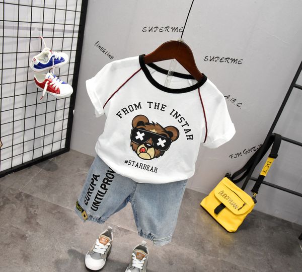 cotton baby clothes summer toddler boy clothes bear tshirt+jeans 2pcs kids boys set casual boys outfis roupa infantil, White
cotton baby clothes summer toddler boy clothes bear tshirt+jeans 2pcs kids boys set casual boys outfis roupa infantil, White