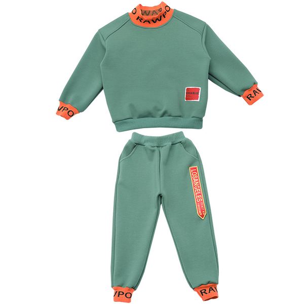 children's clothing long sleeve autumn and winter boy's two-piece set, White