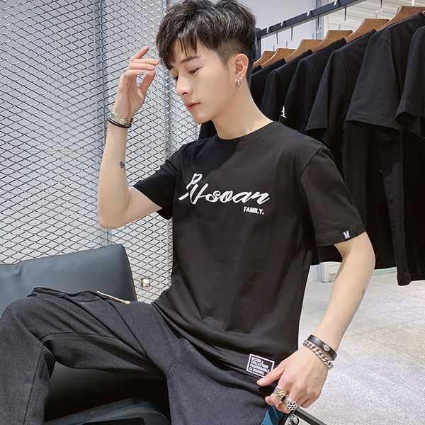 mens designer short sleeve t-shirt round neck shirt slim cotton t-shirt trend base shirt, White;black 
mens designer short sleeve t-shirt round neck shirt slim cotton t-shirt trend base shirt, White;black