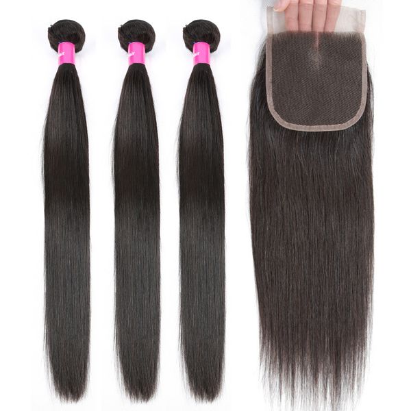 100% human hair weave bundles with closure non remy hair weft 3 4 bundles brazilian straight hair bundles with closure, Black
100% human hair weave bundles with closure non remy hair weft 3 4 bundles brazilian straight hair bundles with closure, Black